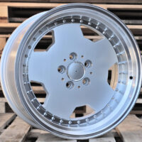 R18x8  5X112  ET  30  66.6  B5852  Silver+Polished Lip (SP)  For MER  (K4)  (HYBRID FORGED MONOBLOCK Style)