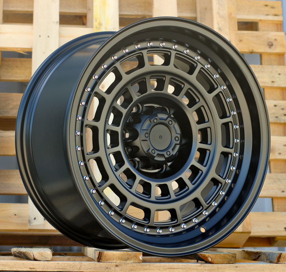 R18x9  6X139.7  ET  0  110.1  JT221  Black Polished (MB)  For 4X4  (K3)  (Rivets)