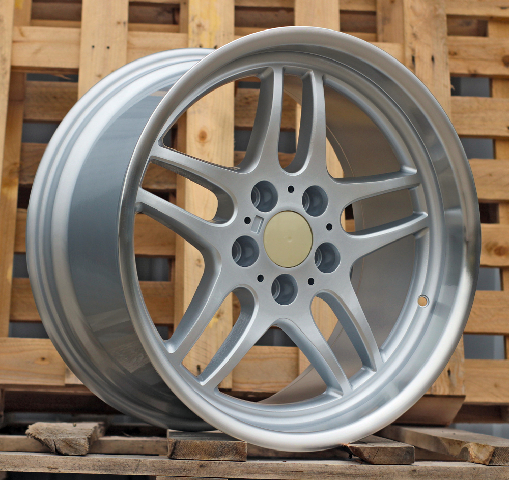 R17x9  5X120  ET  25  74.1  FBX121  (B2055-FF)  Silver+Polished Lip (SP)  For BMW  (Z3)  (HYBRID FORGED Rear+Front)