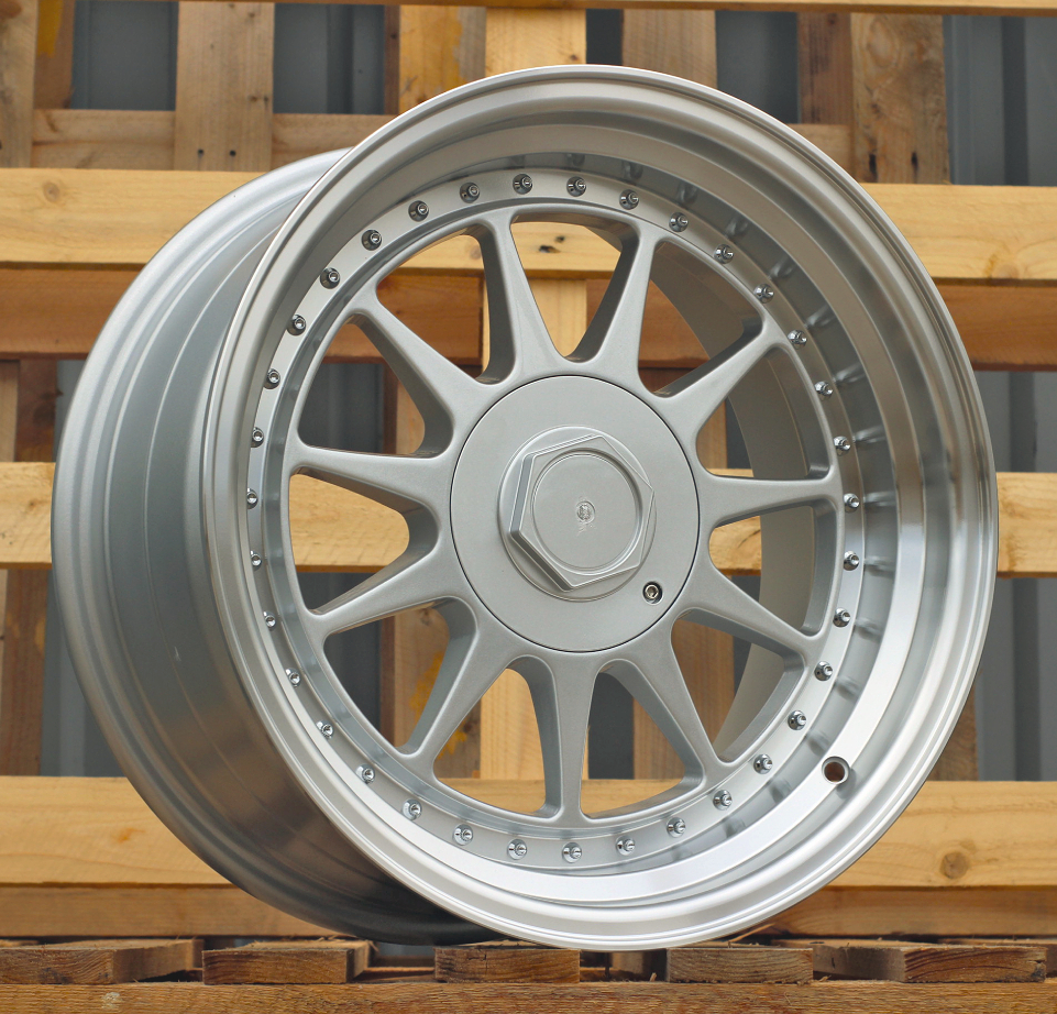 R17x8.5  4X100  ET  20  57.1  7962F  Silver+Polished Lip (SP)  For RACIN  (Z3+P2)  (HARTGE Style)
