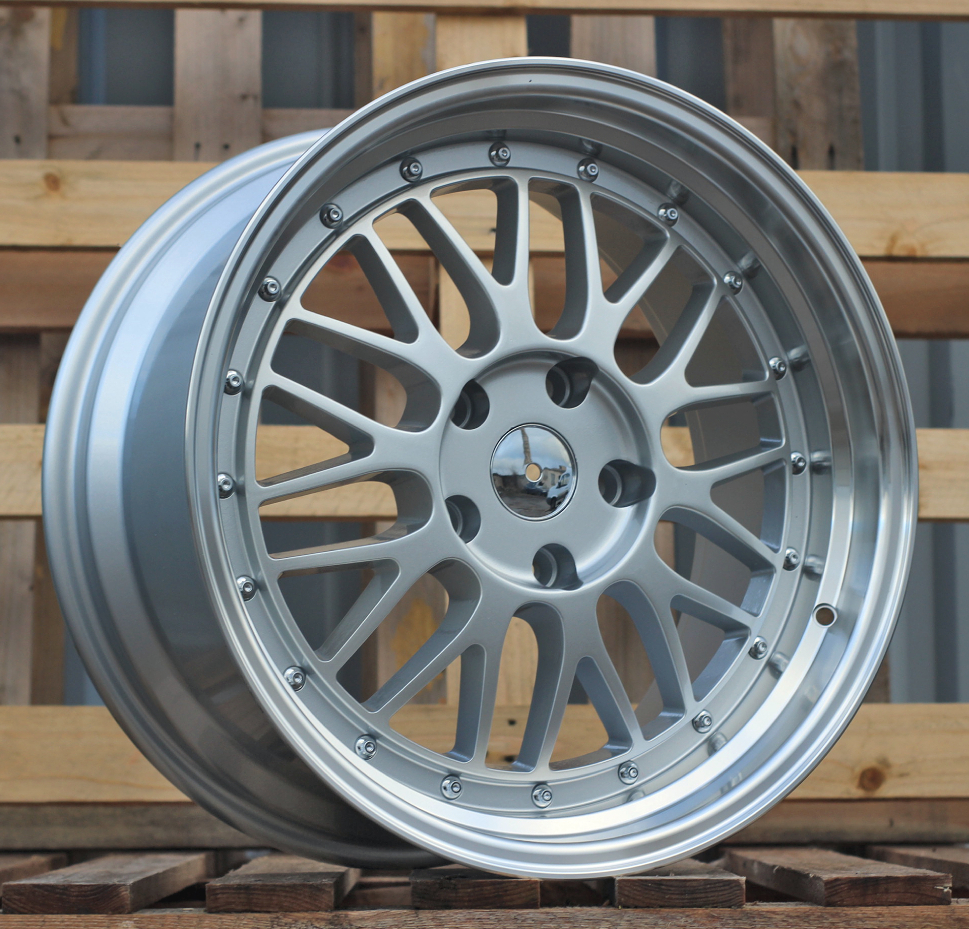 R17x7.5  4X100  ET  25  67.1  A1025  (7101)  Silver+Polished Lip (SP)  For RACIN  (Z5)  (HYBRID FORGED BBS Style)
