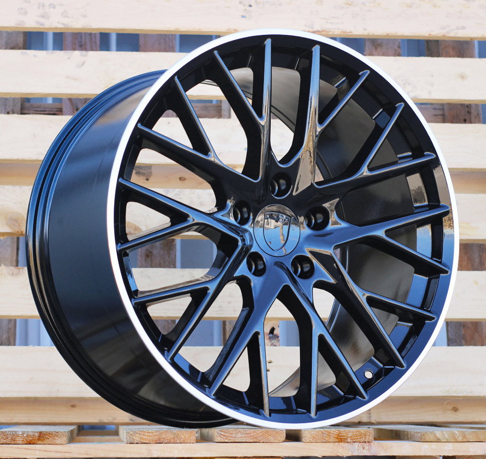 R21x11.5  5X130  ET  62  71.6  B5541  Black+Polished Lip (BLPL)  For PORCH  (K4+M)  (Black Shining+PL Rear+Front)