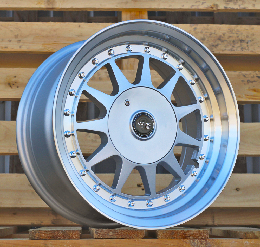R15x7.5  4X100  ET  20  57.1  LU596  Silver+Polished Lip (SP)  For RACIN  (P1)  (HARTGE Style)