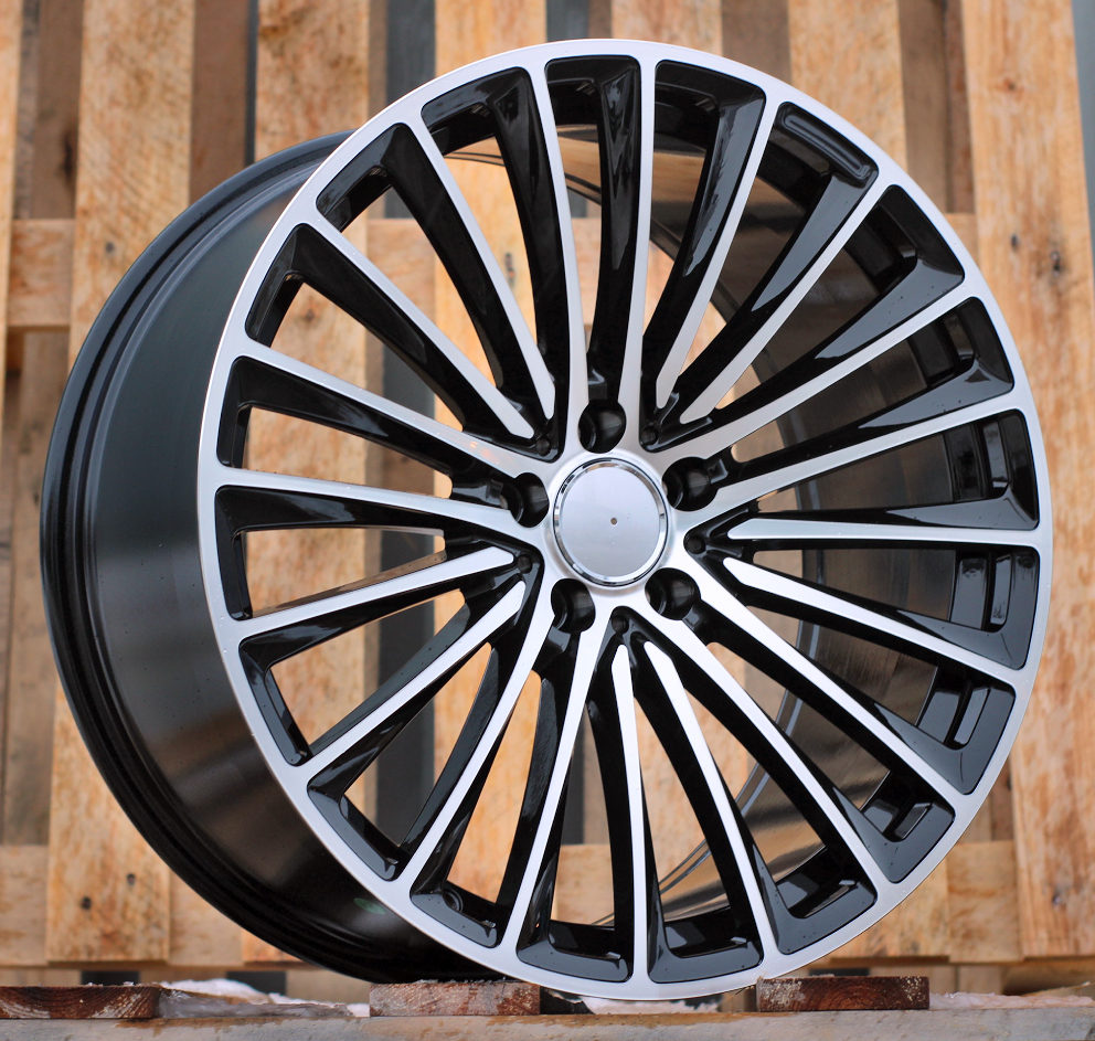 R20x8.5  5X112  ET  34.5  66.6  Y5909B  Black Polished (MB)  For MER  (P)  (Rear+Front)